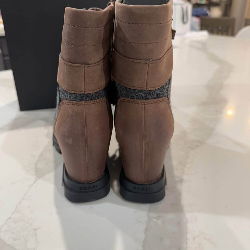 Sorel NWT Joan of Arctic Wedge III Lexie Boots Womens 8 Brown/Black Ankle Bootie - Picture 4 of 9